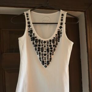 INC International Concepts White Embellished Tank Top